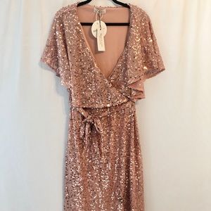Boohoo Pink Sequin Midi Dress